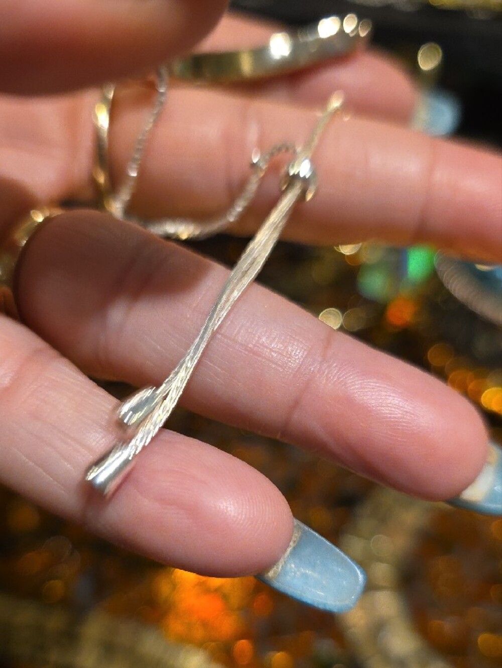 Adjustable Silver-Tone Bracelet with Red and Clear Gemstones - Picture 3 of 5